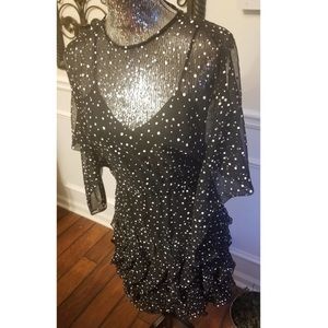 Vintage Betsy & Adam Polkadot ruffle dress